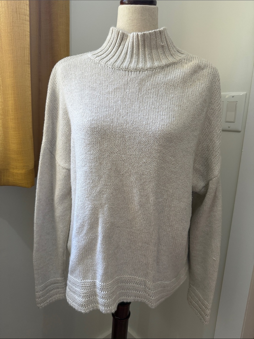 Old Navy Cream Ribbed Mock-Neck Sweater